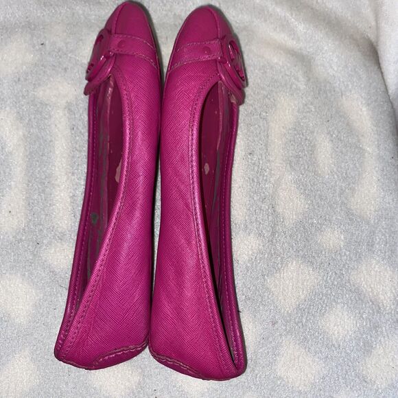 Michael Kors 7M Fulton Moccasin Pink Leather Round Toe Ballet Flat Shoe MK Logo - Picture 11 of 11